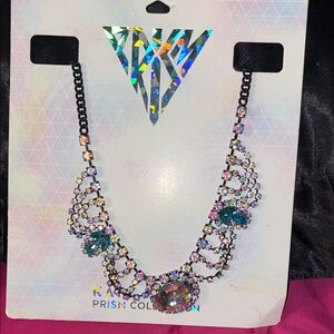 Iridescent Crystal Statement Necklace - Multicolor